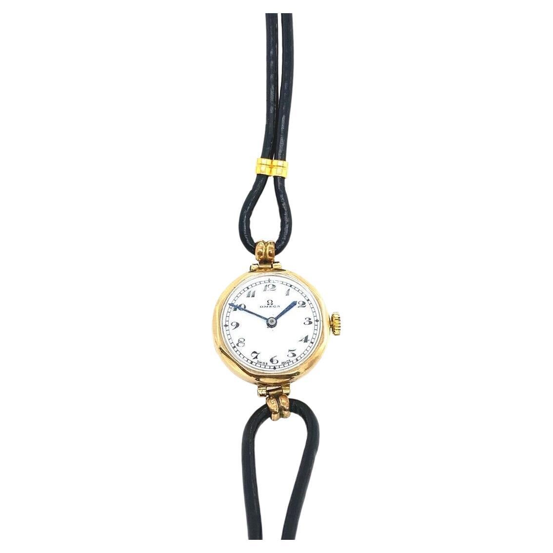 Vintage Omega Uhr 15 Jewels in 9ct Gold im Angebot