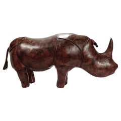Omersa für Abercrombie & Fitch Rhino oder Rhinoceros Leder-Fußhocker, Vintage
