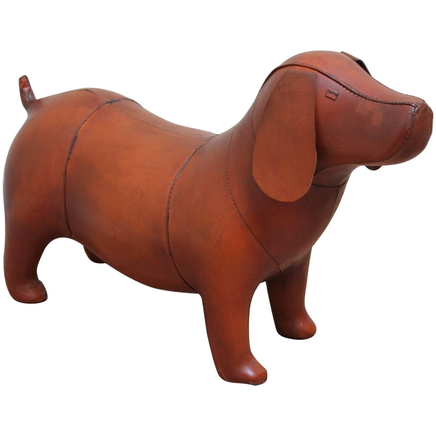 Vintage Omersa Leather Beagle Dog, Dachshund