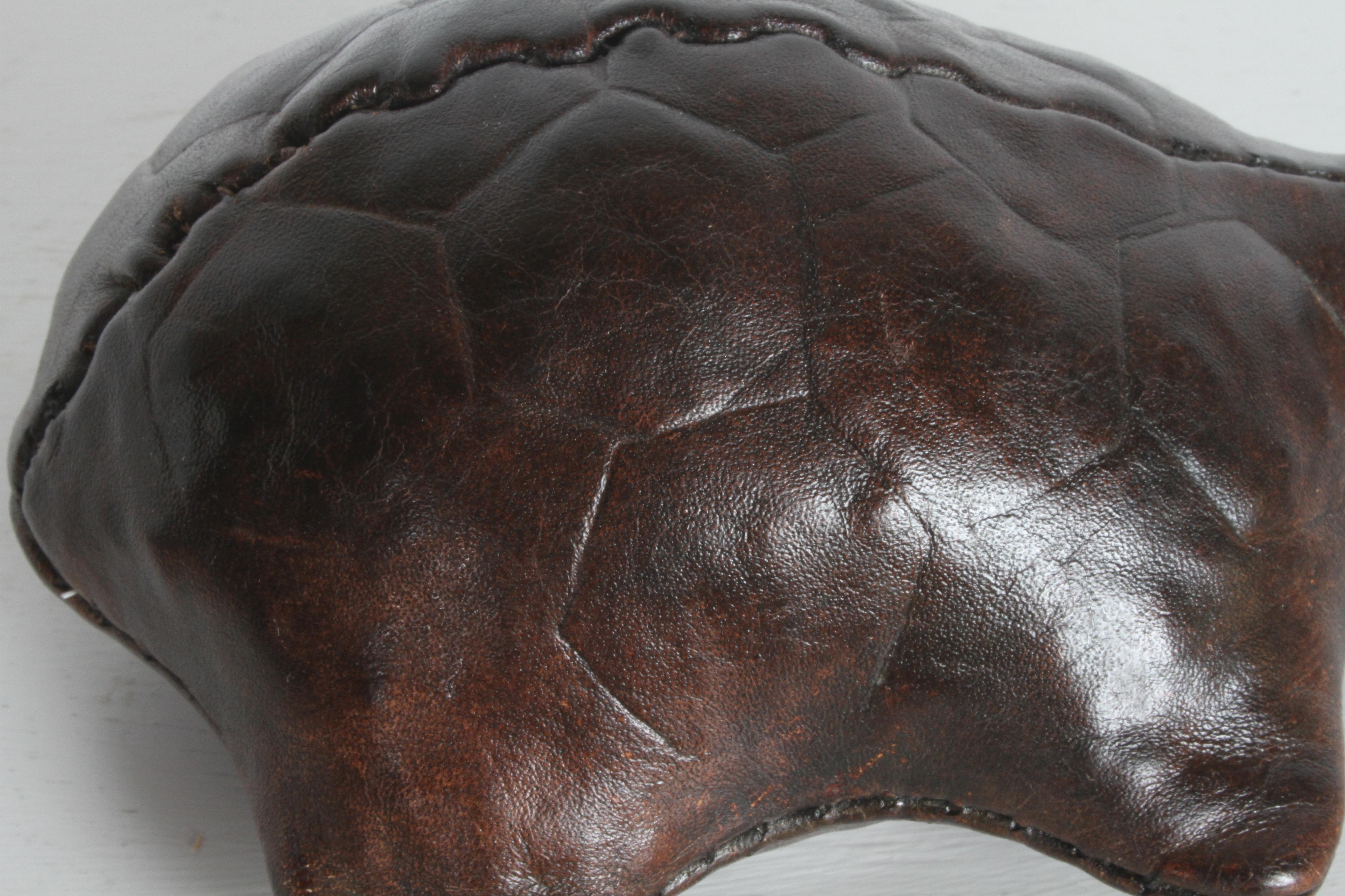 Vintage Omersa Leather Turtle Use as Paperweight or Decorative, Retains Label For Sale 2