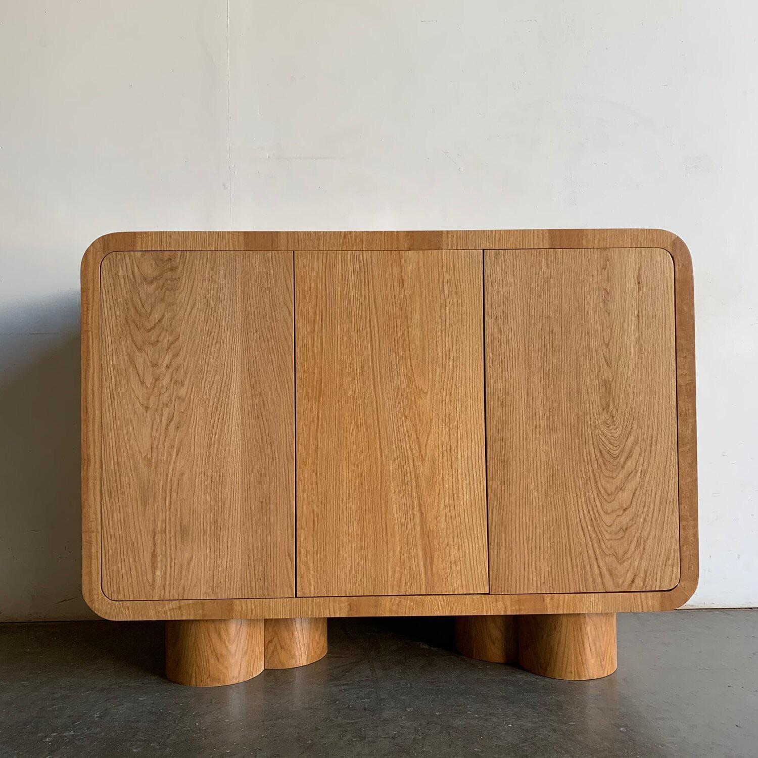 Wood Vintage on Point Waterfall Clover Credenza For Sale