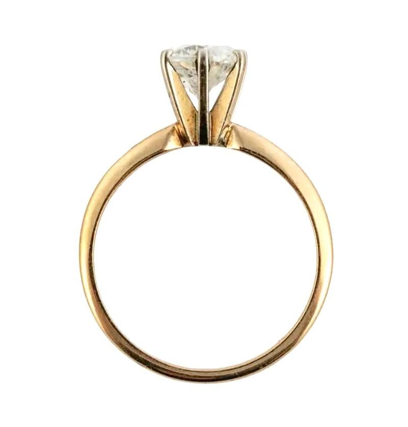 Bague solitaire vintage d'un carat à diamant rond en vente 1