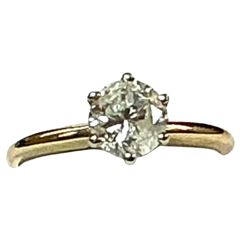 Bague solitaire vintage d'un carat à diamant rond en vente 5