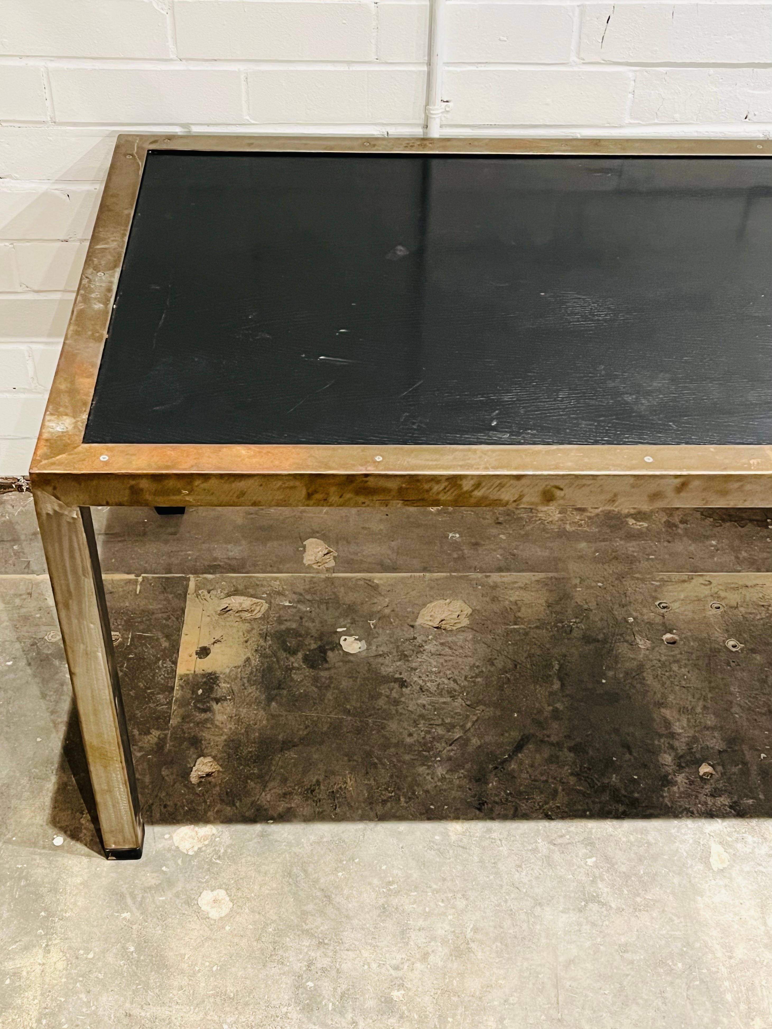 American Vintage One of a Kind Custom Designed and Hand Built Welded Metal and Wood Table For Sale