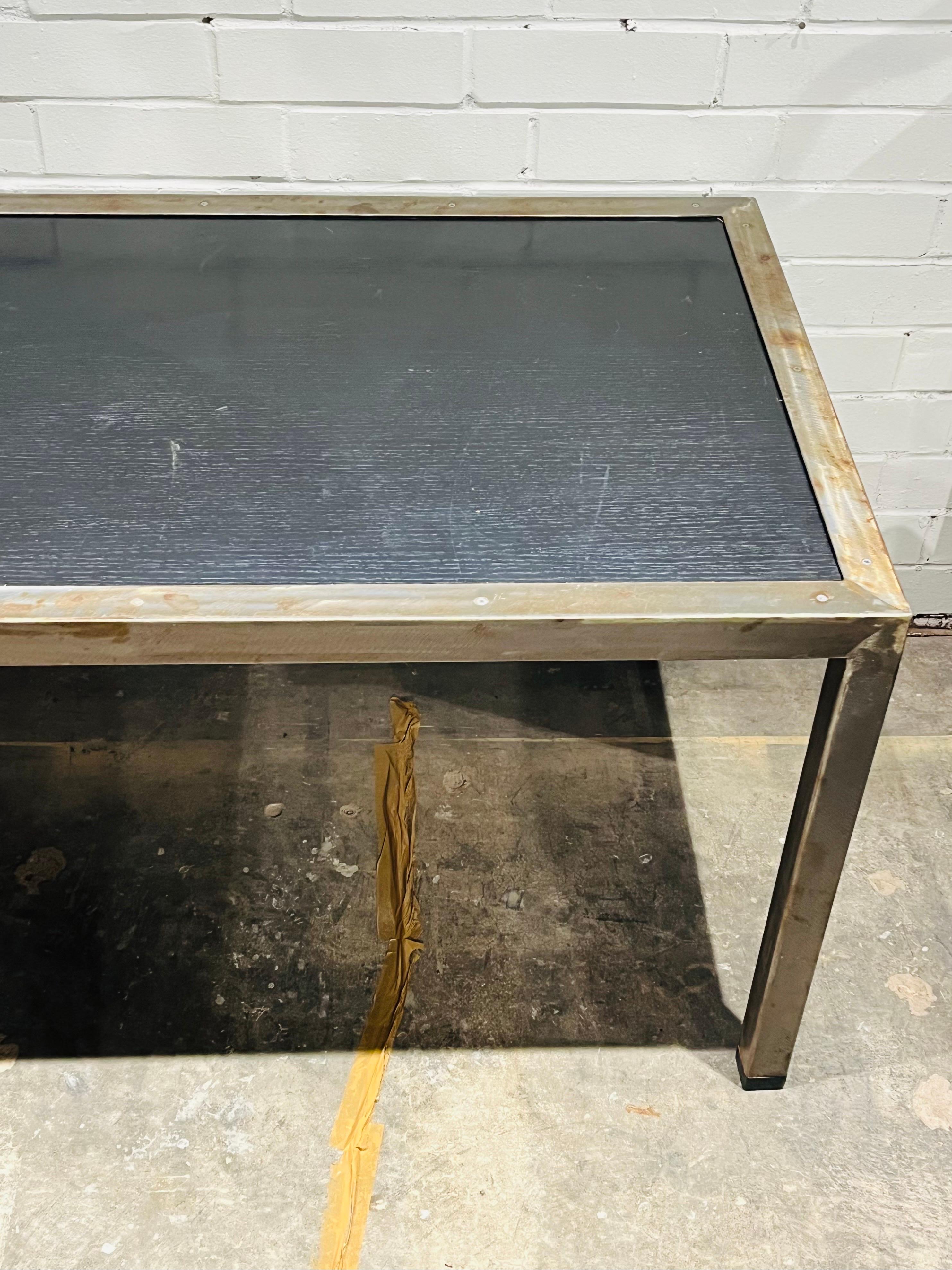 20th Century Vintage One of a Kind Custom Designed and Hand Built Welded Metal and Wood Table For Sale