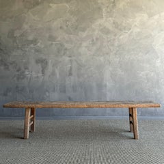 Vintage One of a kind Elm Wood Skinny Bench 78"