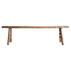 Vintage One of a kind Elm Wood Skinny Bench 78"