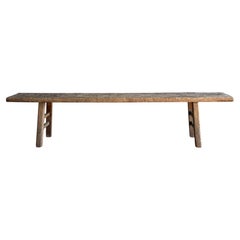 Vintage One of a kind Elm Wood Skinny Bench 78"