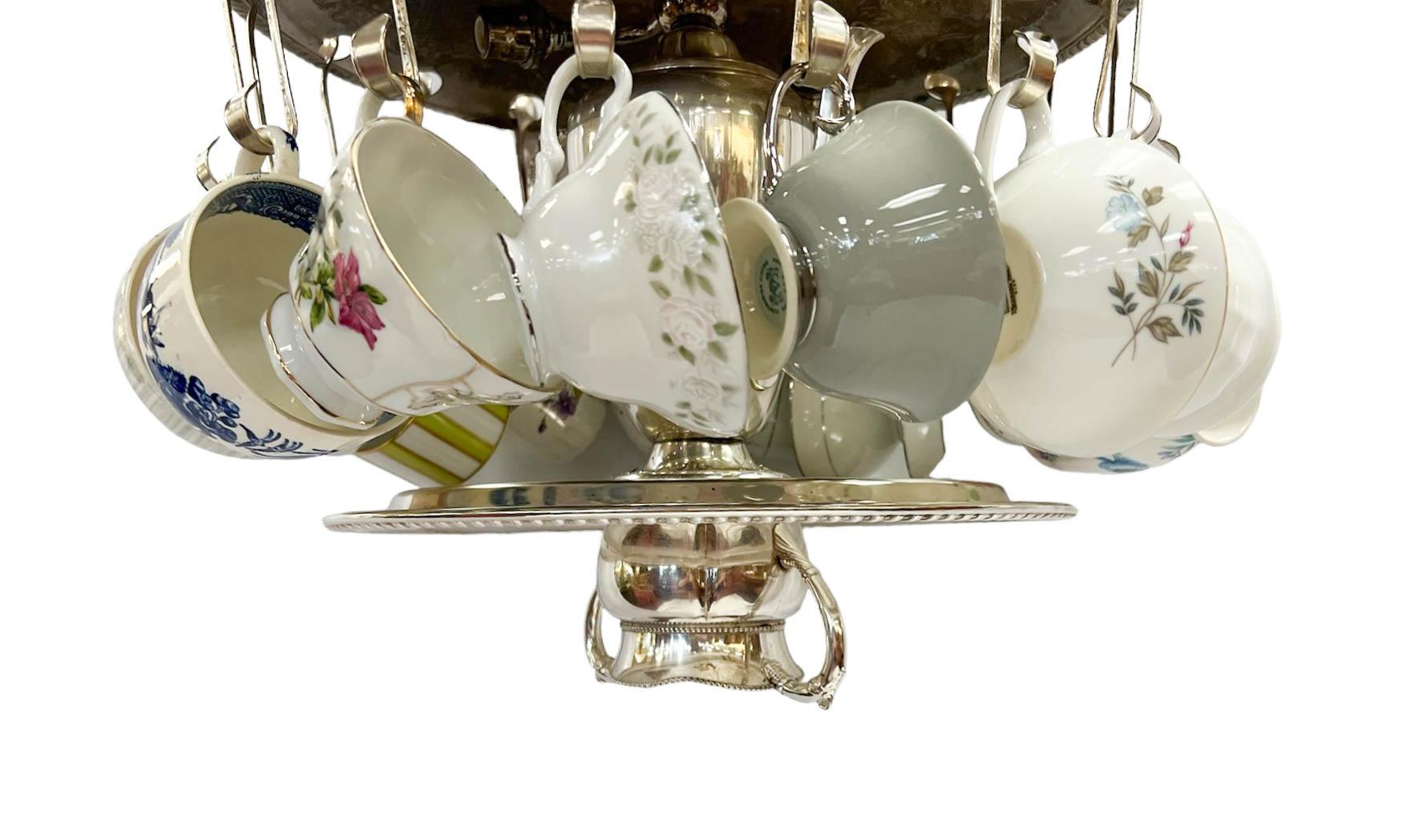 Vintage One-Of-A-Kind Handcrafted Teacup Chandelier For Sale 1