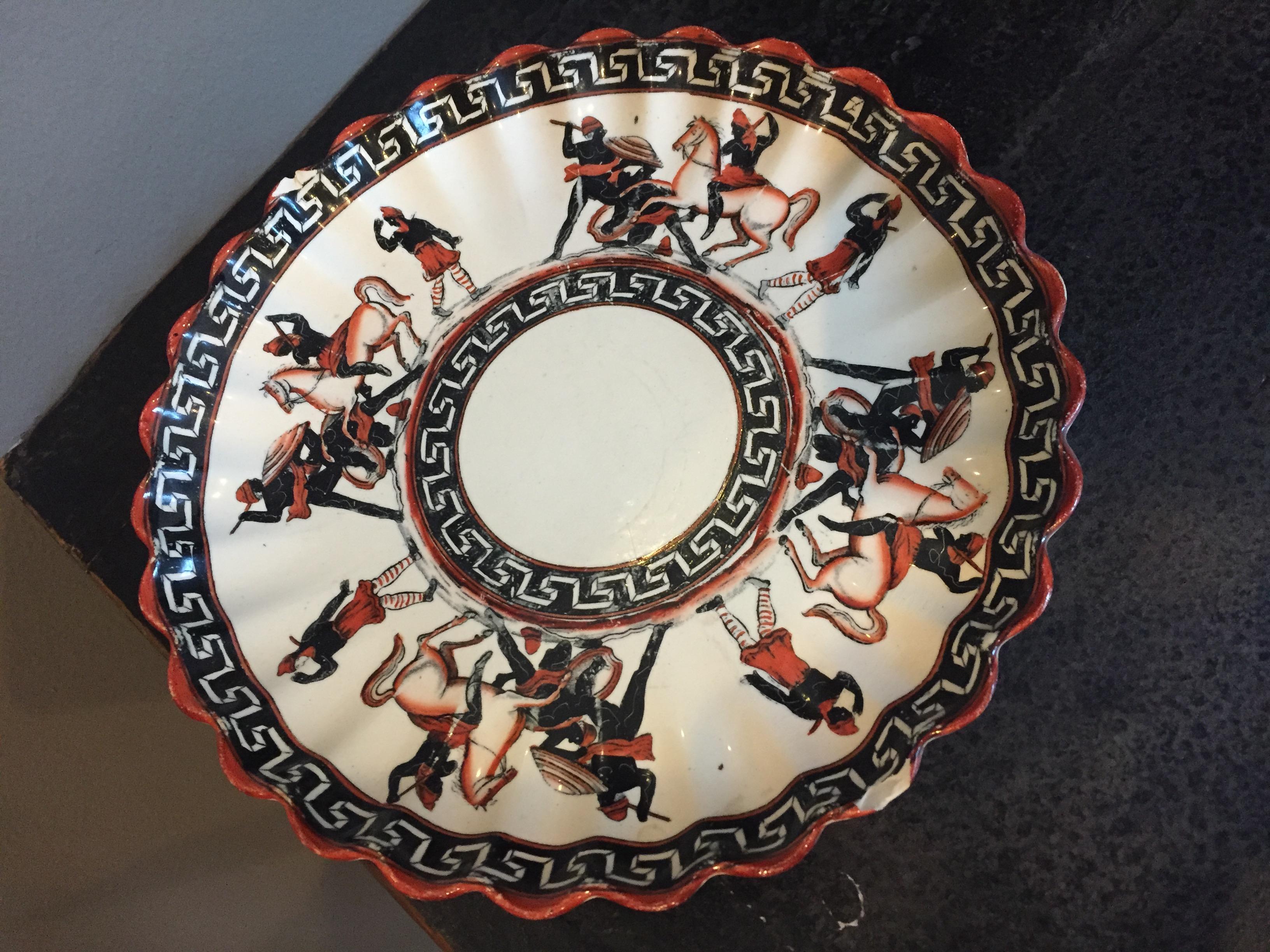 Greco Roman Vintage One of a Kind Hand Painted Porcelain Plate For Sale