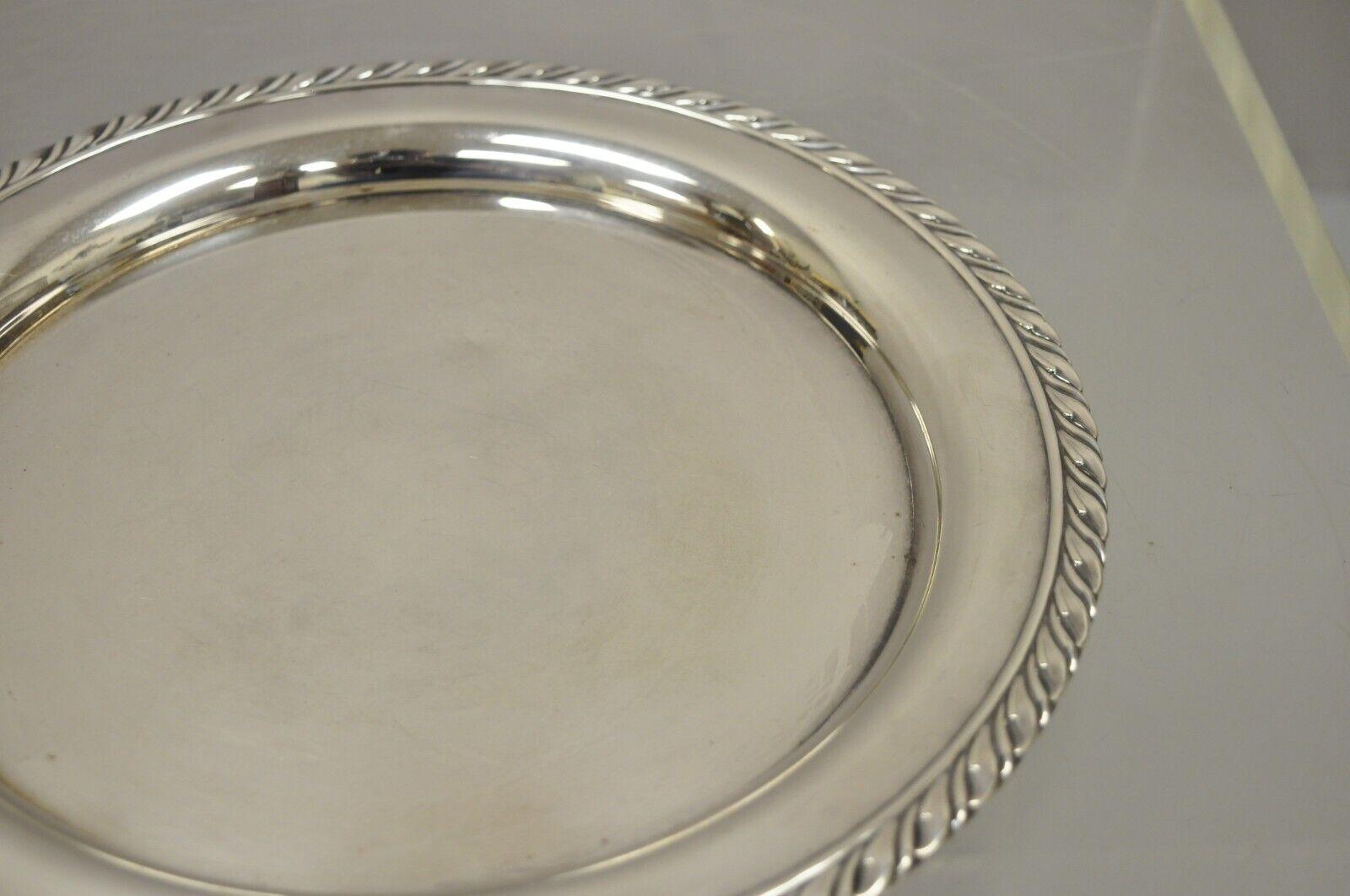Modern Vintage Oneida Round Silver Plate Serving Tray Platter Dish