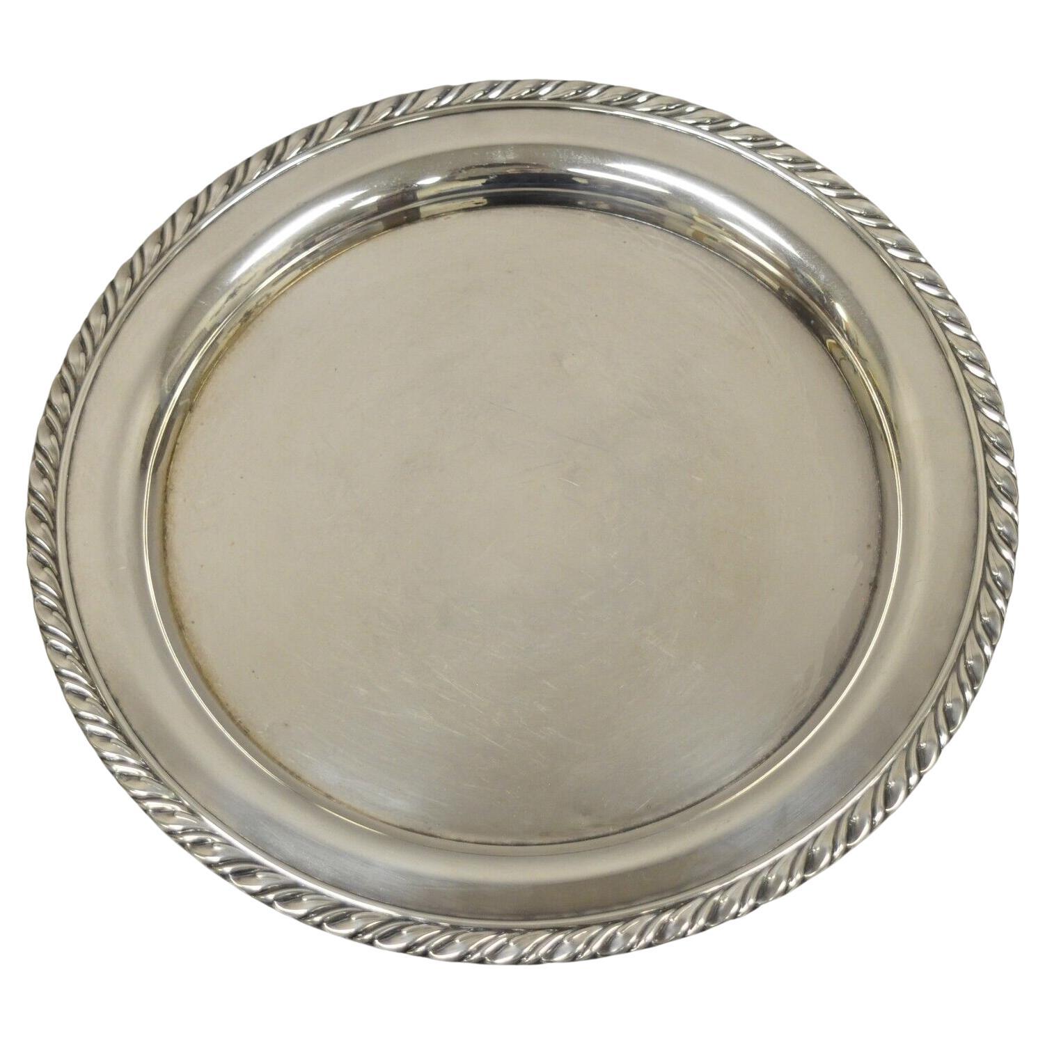 Vintage Oneida Round Silver Plate Serving Tray Platter Dish