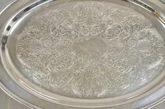 Bandeja de servir ovalada grabada de estilo eduardiano Vintage Oneida