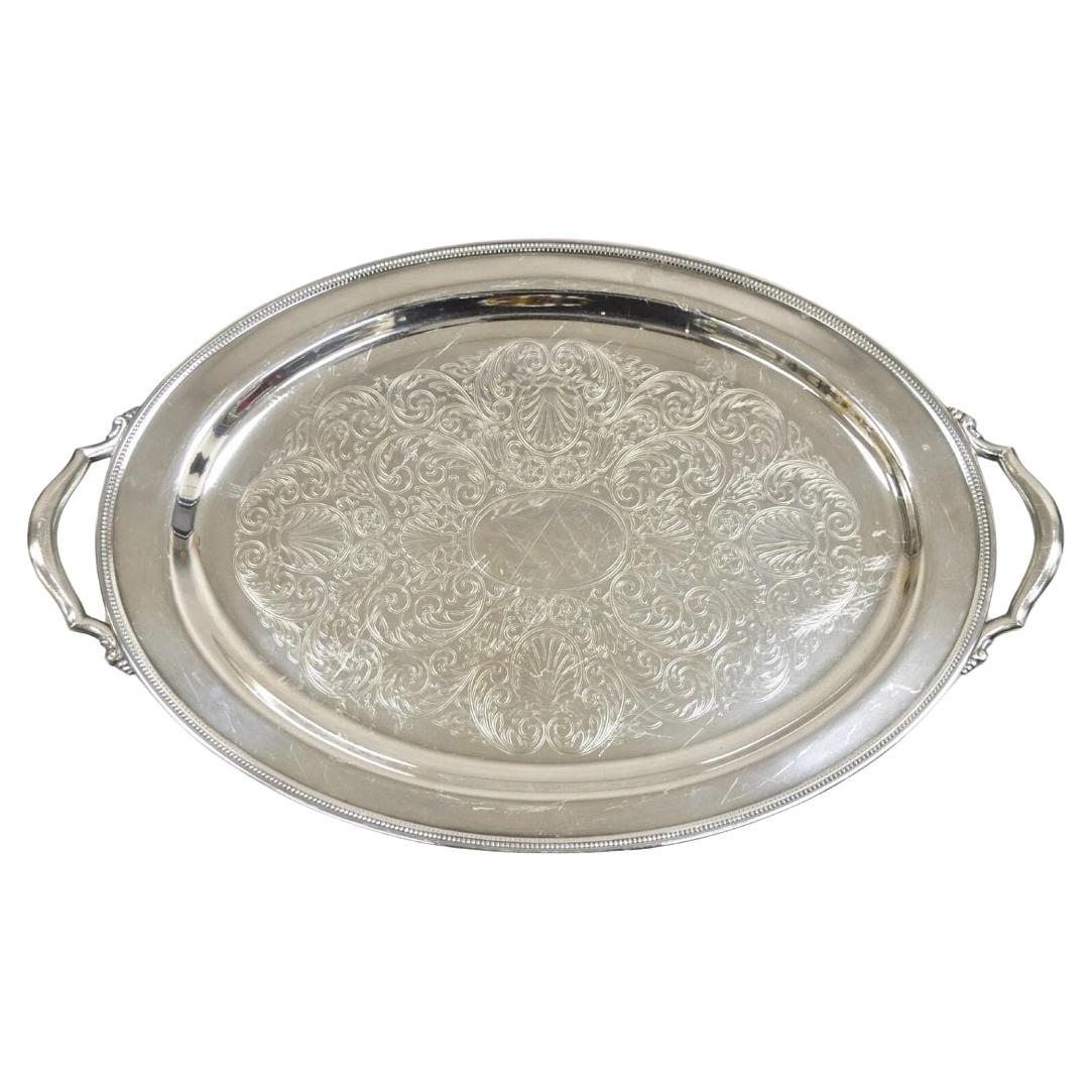Bandeja de servir ovalada grabada de estilo eduardiano Vintage Oneida