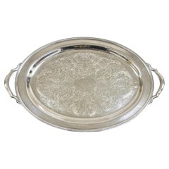 Bandeja de servir ovalada grabada de estilo eduardiano Vintage Oneida