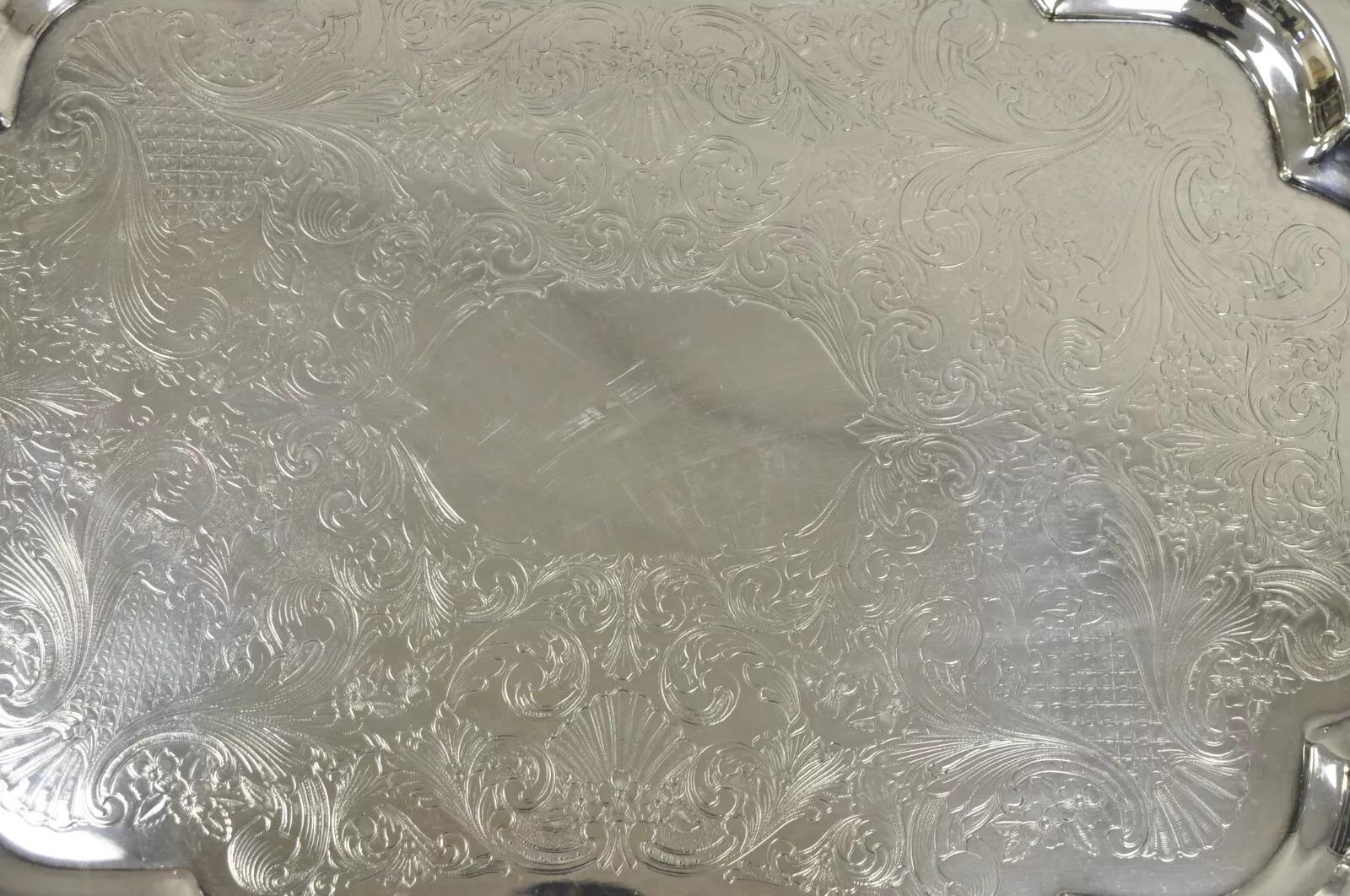 Bandeja vintage Oneida Heirloom Melon Plato grande plateado estilo victoriano Desconocido en venta