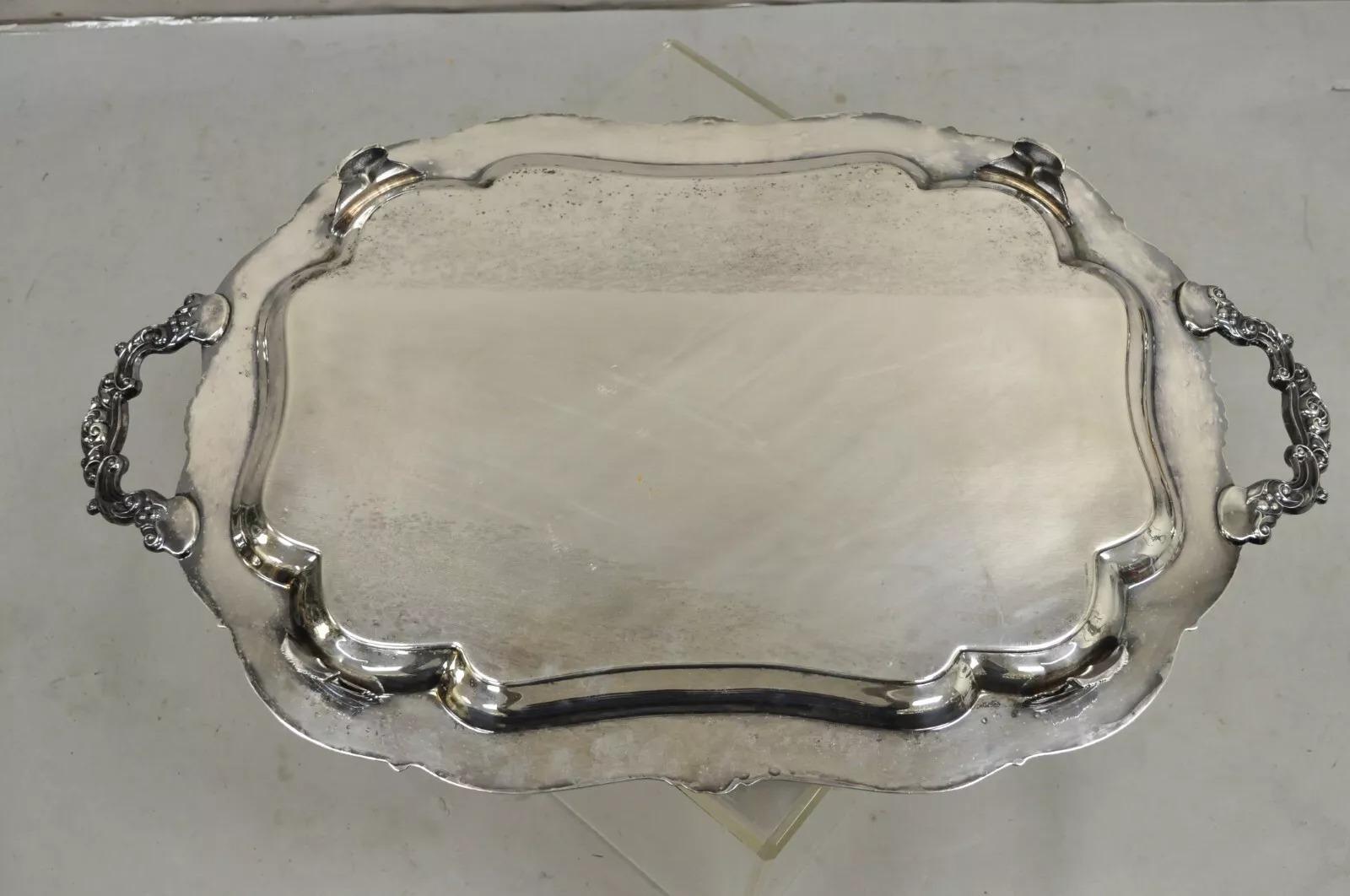 Bandeja vintage Oneida Heirloom Melon Plato grande plateado estilo victoriano en venta 1