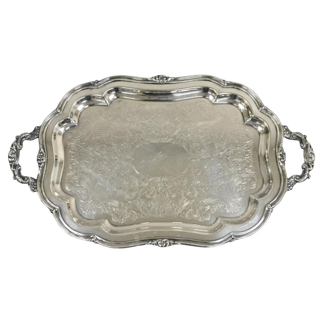 Bandeja vintage Oneida Heirloom Melon Plato grande plateado estilo victoriano