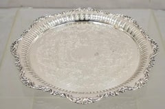 Bandeja redonda chapada en plata estilo victoriano Vintage Oneida LTD Ascot