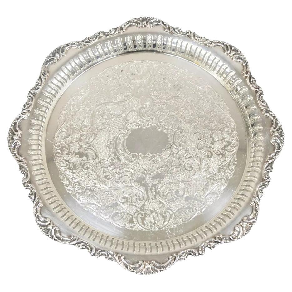 Vintage Oneida LTD Ascot Victorian Style Silver Plated Round Platter Tray
