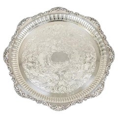 Retro Oneida LTD Ascot Victorian Style Silver Plated Round Platter Tray