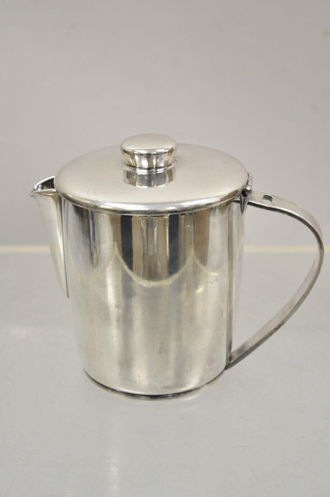 Victorian Vintage Oneida Sambonet Italy Silver Plated Modern Coffee Pot Water Pitcher For Sale
