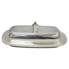 Vintage Oneida Silver Plated Covered Butter Dish w/ Glass Liner (B)