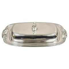 Versilberte Vintage Oneida-Butterschale mit Glaseinlage und Deckel, versilbert