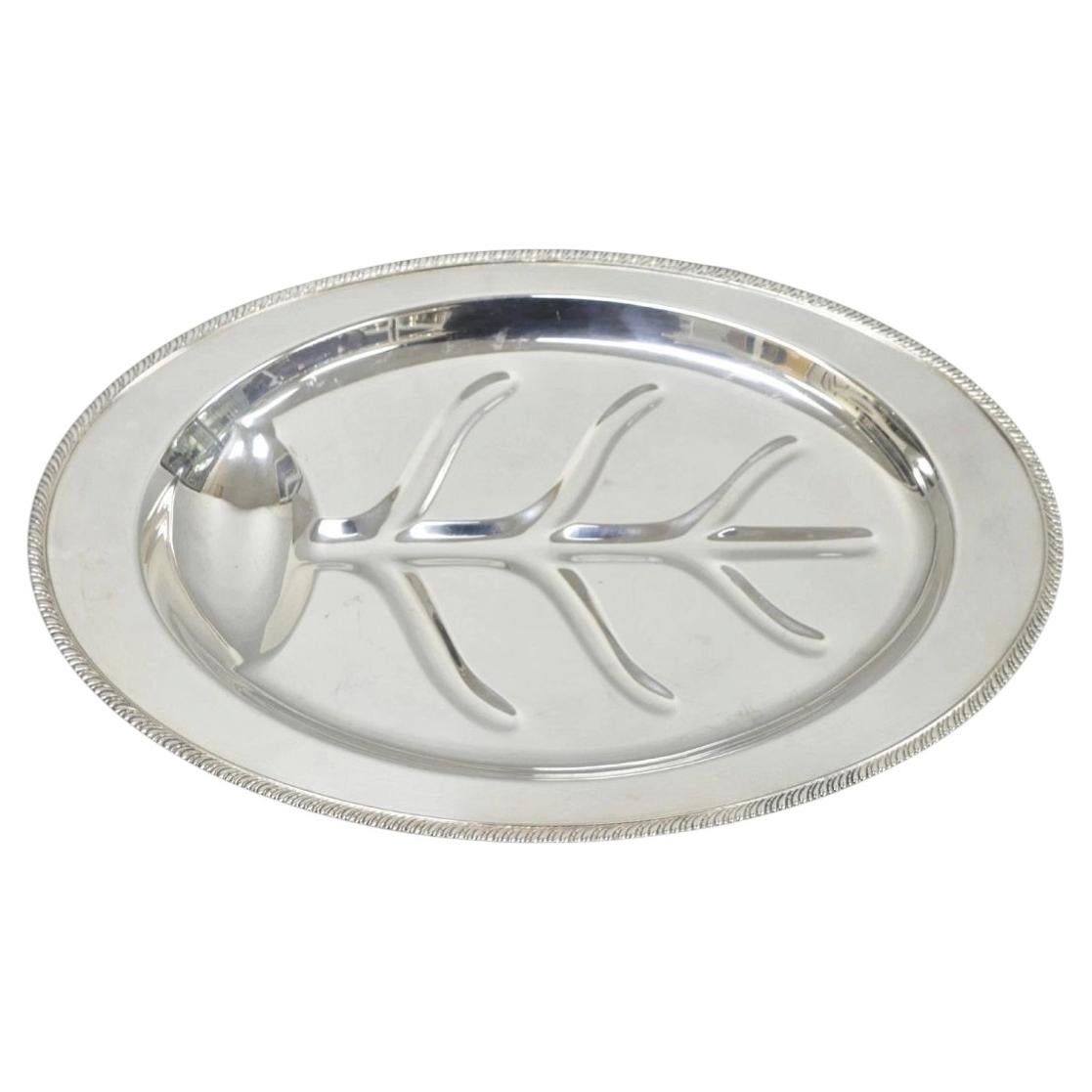 Vintage Oneida Silver Plated Regency Oval Meat Cutlery Serving Platter Tray For Sale