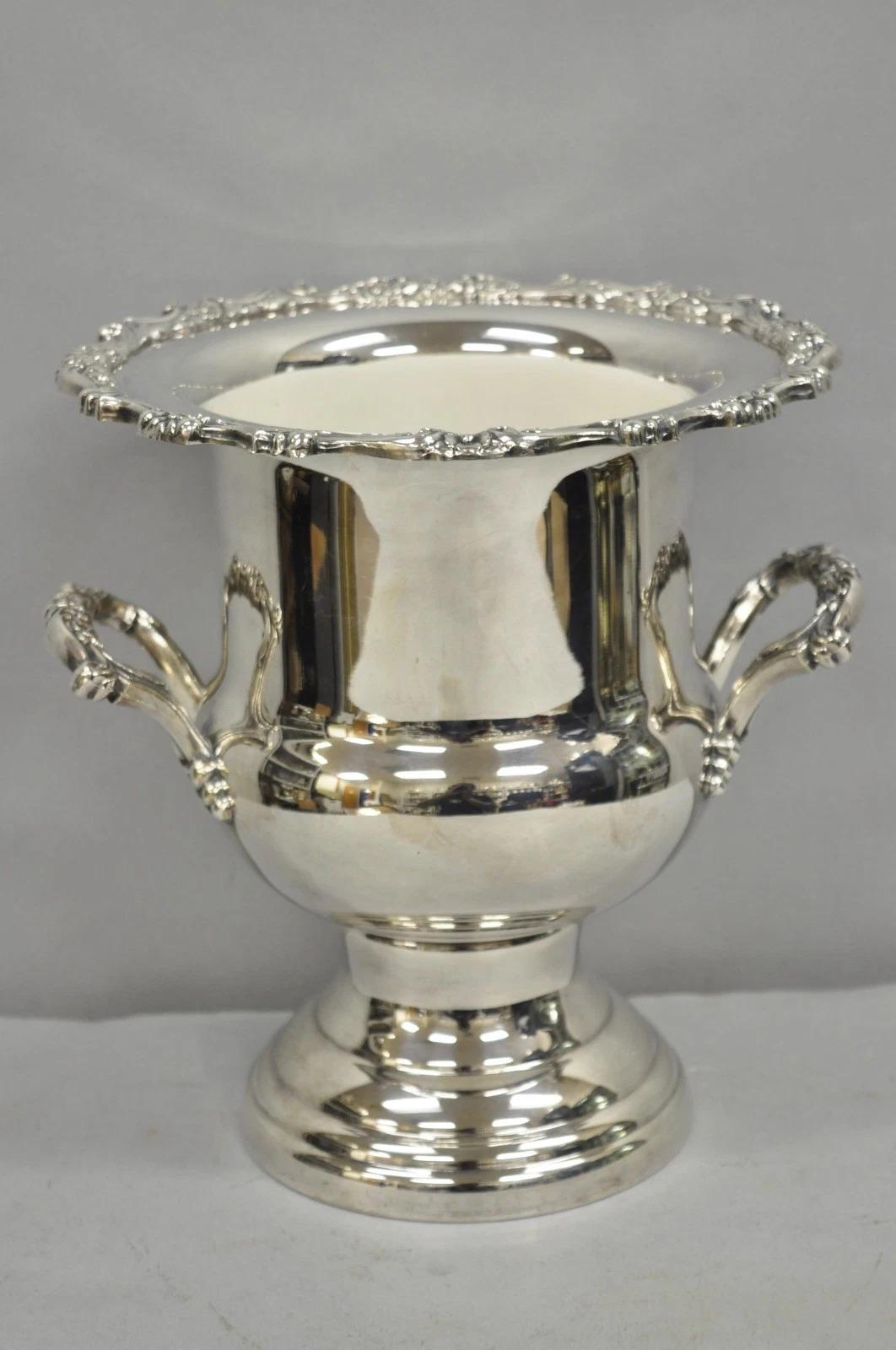 Vintage Oneida Silver Plated Trophy Cup Urn Champagne Wine Chiller Ice Bucket For Sale 6