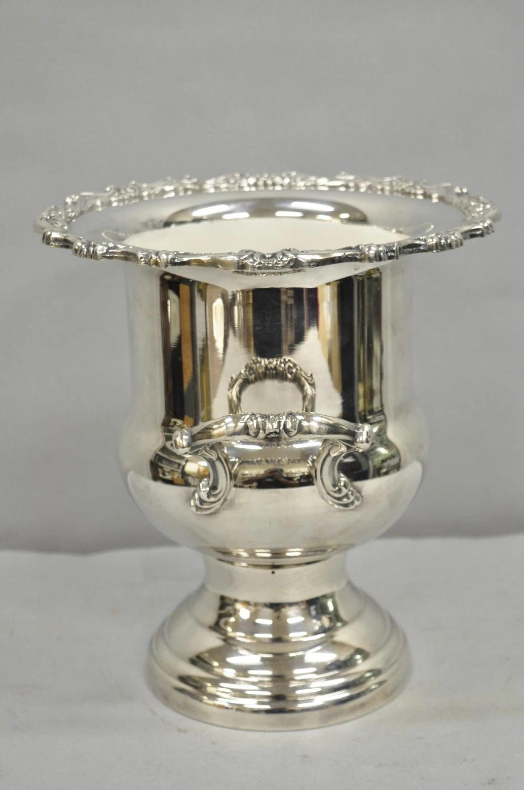 Victorian Vintage Oneida Silver Plated Trophy Cup Urn Champagne Wine Chiller Ice Bucket For Sale