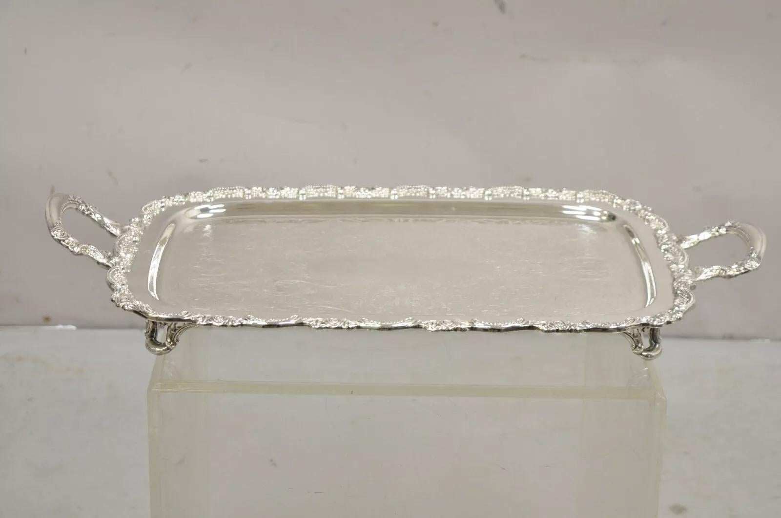 Vintage Oneida Silver Plated Victorian Style Butlers Serving Platter Tray For Sale 6