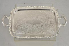 Vintage Oneida Silver Plated Victorian Style Butlers Serving Platter Tray