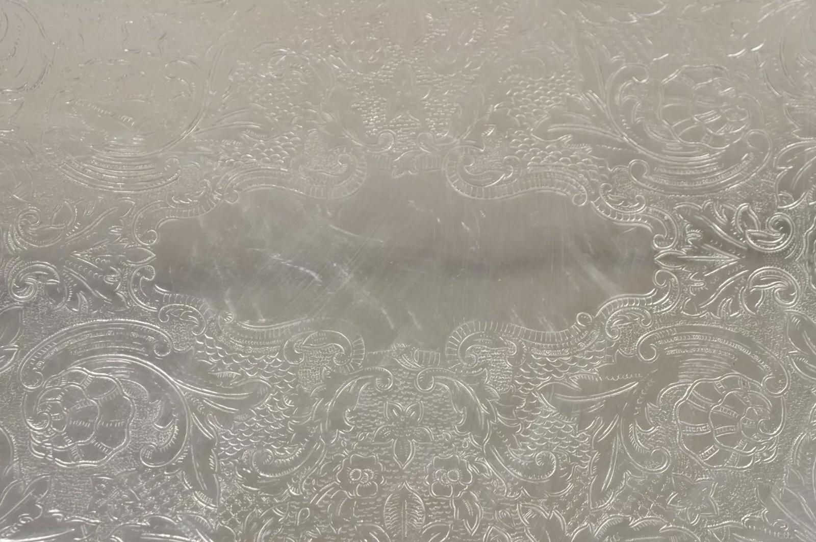 Vintage Oneida Silver Plated Victorian Style Butlers Serving Platter Tray For Sale 4