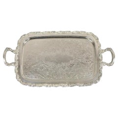 Retro Oneida Silver Plated Victorian Style Butlers Serving Platter Tray