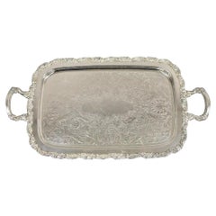 Vintage Oneida Silver Plated Victorian Style Butlers Serving Platter Tray