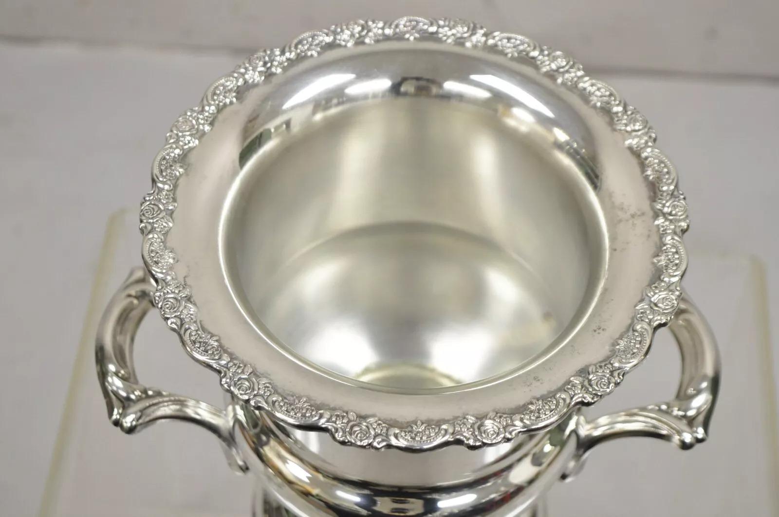 Copa trofeo vintage Oneida Cubitera enfriadora de champán bañada en plata Victoriano