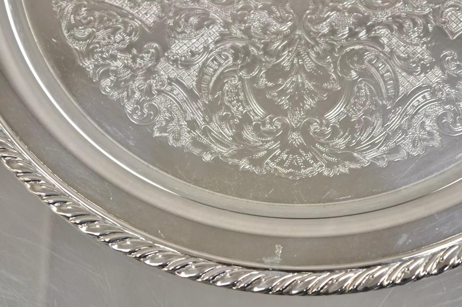 20ième siècle Service à thé de style victorien américain Oneida plaqué argent avec plateau - 4 pièces en vente