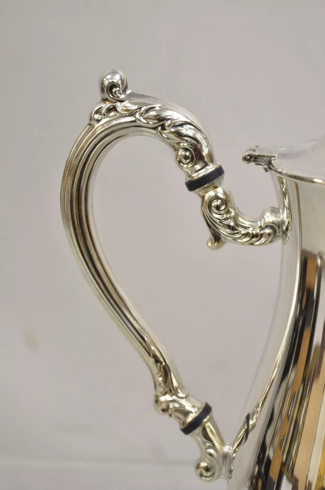 Plaqué argent Service à thé de style victorien américain Oneida plaqué argent avec plateau - 4 pièces en vente