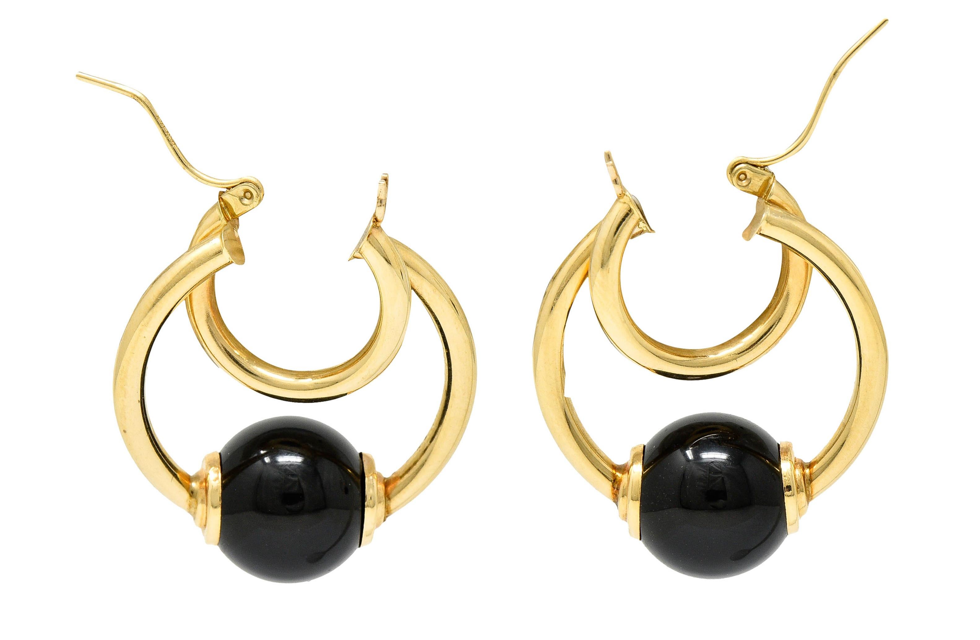 Onyx-Ohrringe aus 14 Karat Gold (Perle)