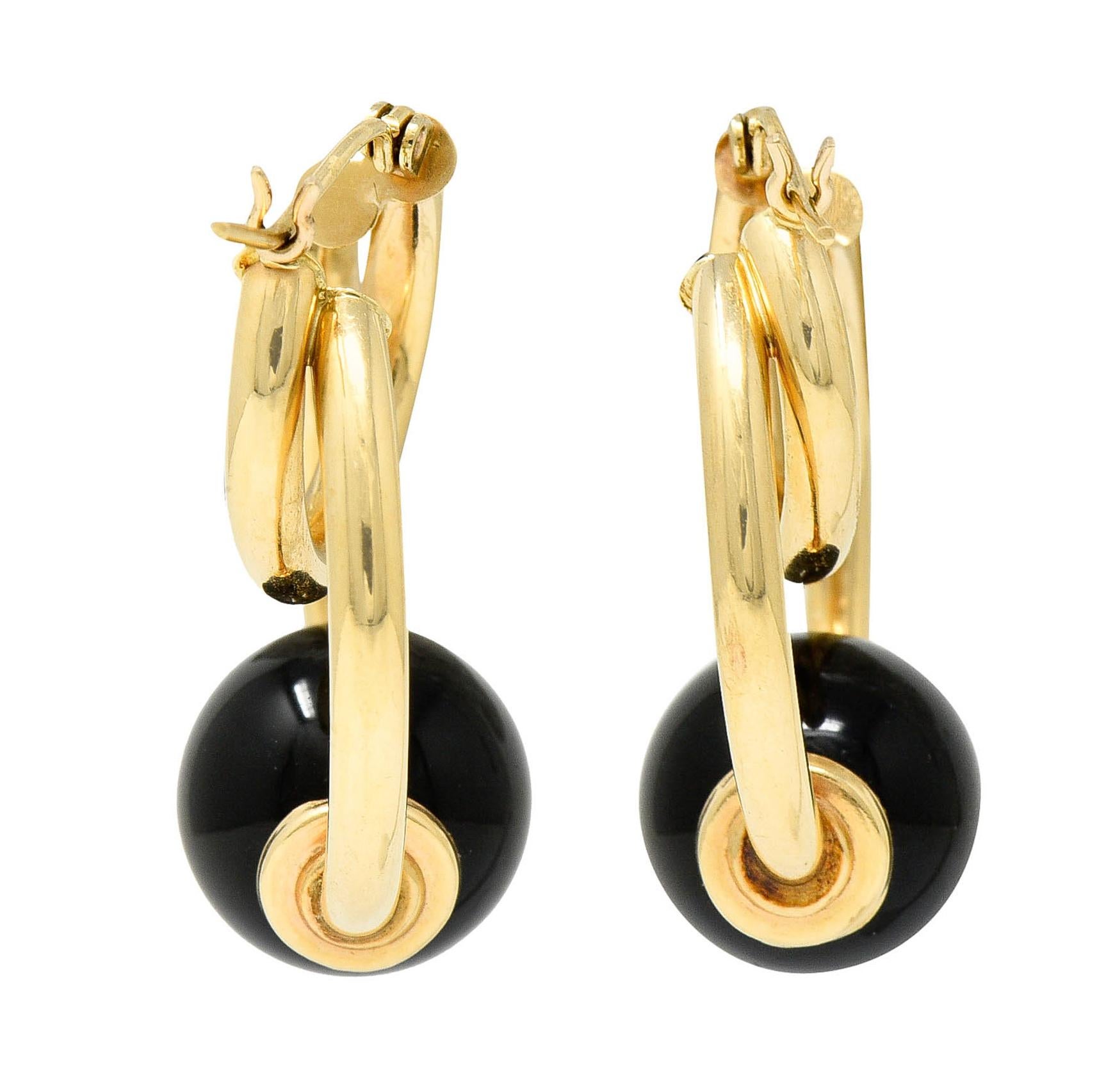 Onyx-Ohrringe aus 14 Karat Gold im Zustand „Hervorragend“ in Philadelphia, PA