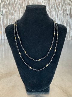 Vintage Onyx & 14k Gold Beaded Necklace with Clasp