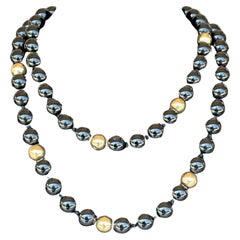Vintage Onyx & 14k Gold Chunky Beaded Necklace with Clasp