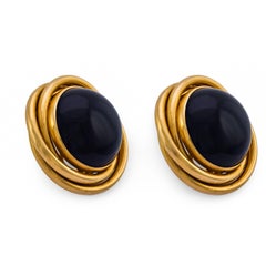 Vintage onyx 14k yellow gold earrings
