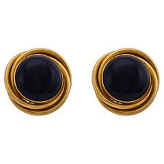 Orecchini vintage in onice e oro giallo 14k