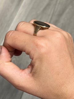 Vintage Onyx and 9 Carat Gold Signet Ring