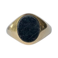 Vintage Onyx and 9 Carat Gold Signet Ring