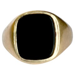 Vintage Onyx and 9 Carat Gold Signet Ring