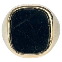 Vintage Onyx and 9 Carat Gold Signet Ring