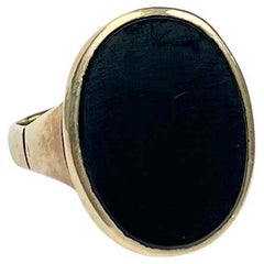 Vintage Onyx and 9 Carat Gold Signet Ring
